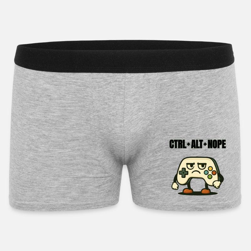 CTRL ALT NOPE Controller-Meme - Männer Boxer Shorts - Grau meliert