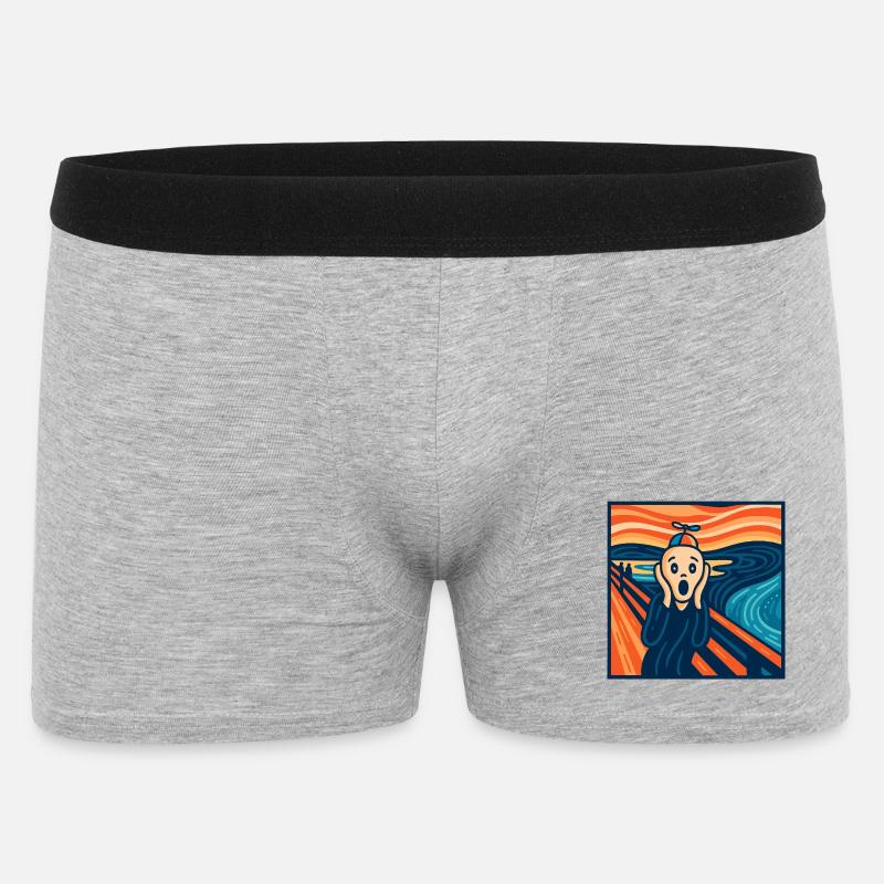 Der (fast) heitere Scream - Männer Boxer Shorts - Grau meliert