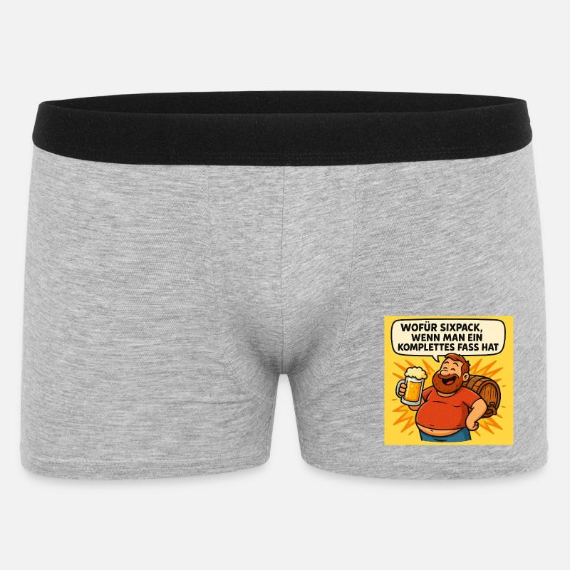 Six Pack oder Fass - Männer Boxer Shorts - Grau meliert