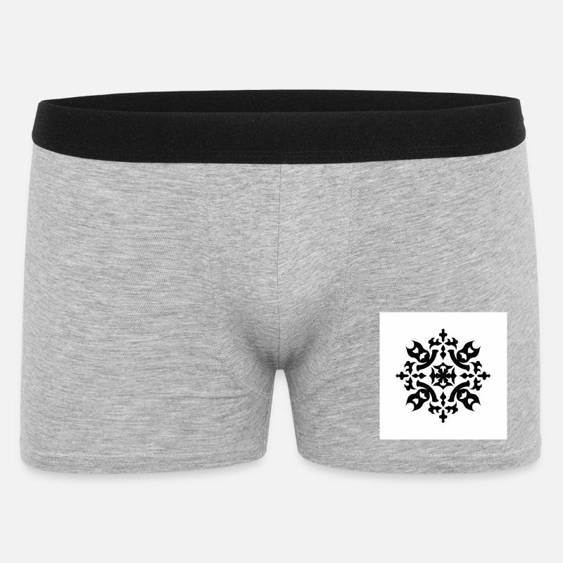 Kompliziertes schwarzes Schneeflockenmuster - Männer Boxer Shorts - Grau meliert