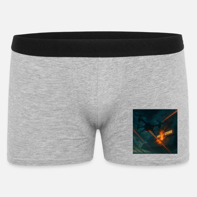 Futuristisches Angriffsbild eines Luftwaffenstützpunkts - Männer Boxer Shorts - Grau meliert