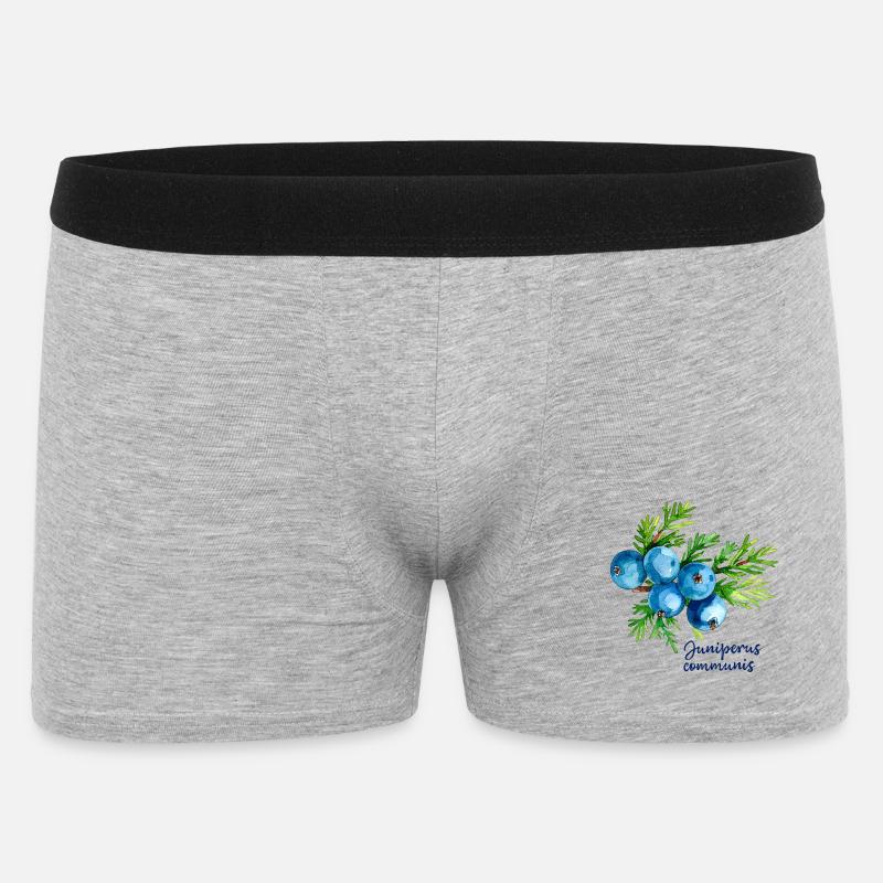 Juniperus communis - botanische Illustration - Männer Boxer Shorts - Grau meliert