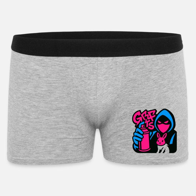 Graffiti Rabbit blue/pink - Männer Boxer Shorts - Grau meliert