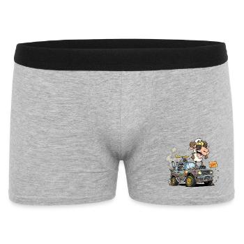 Cartoon Sheep Driver in Off-Road Vehicle - Men's Boxer Shorts - heather grey - Front