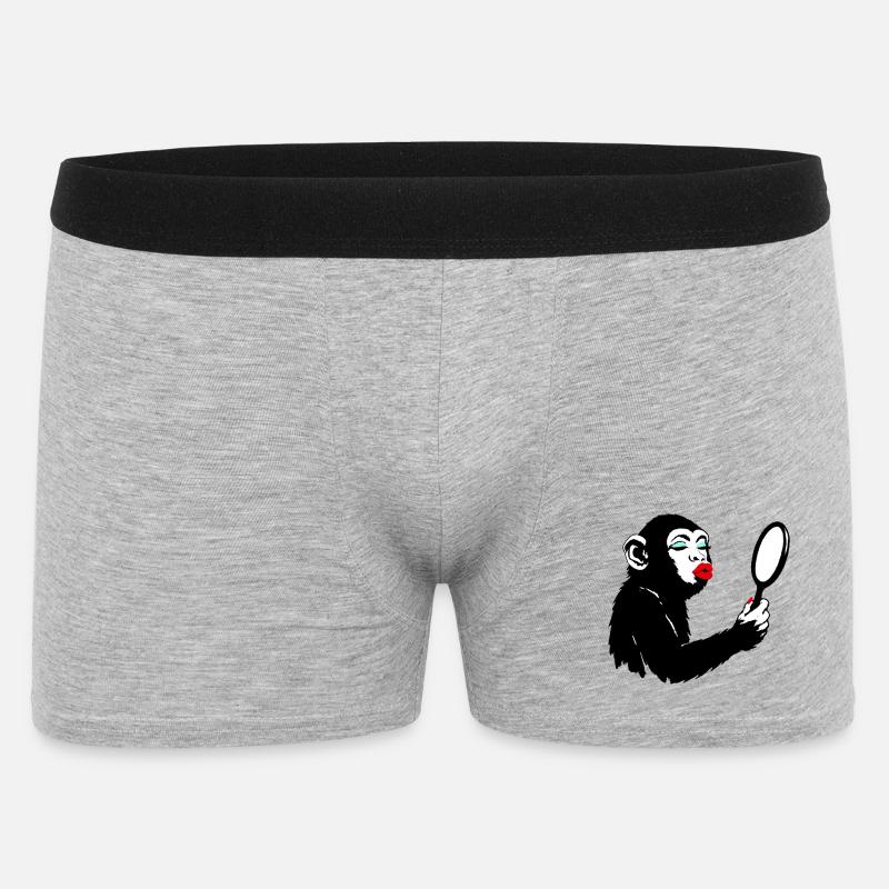 Eitle Affendame mit Spiegel - Männer Boxer Shorts - Grau meliert