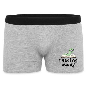 Reading friend Cute bookworm with book - Men's Boxer Shorts - heather grey - Front