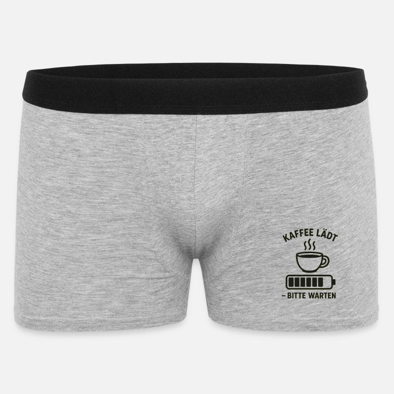 Kaffee lädt – bitte warten - Männer Boxer Shorts - Grau meliert