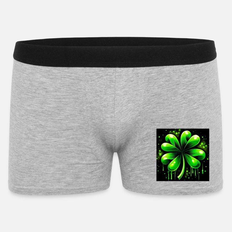 Vierblättriges Kleeblatt - Männer Boxer Shorts - Grau meliert