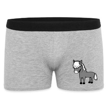 Horse Bob Hair Hairstyle Pony Foal Cute Comic - Men's Boxer Shorts - heather grey - Front