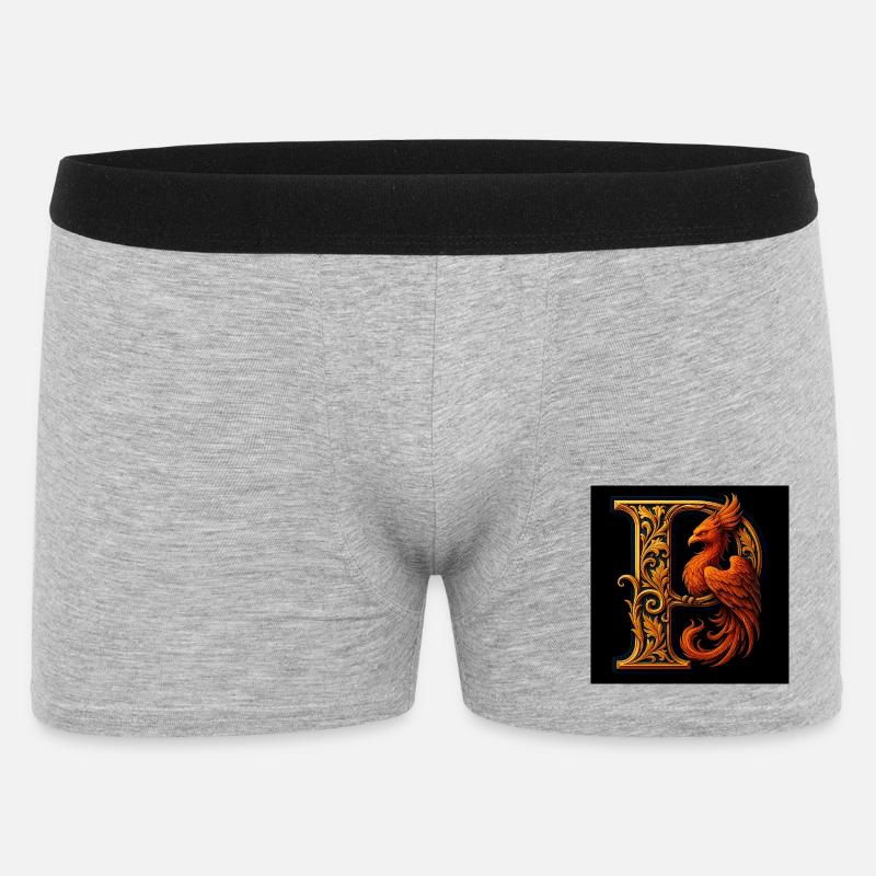 P – Magisches Ornament mit Phönix - Männer Boxer Shorts - Grau meliert