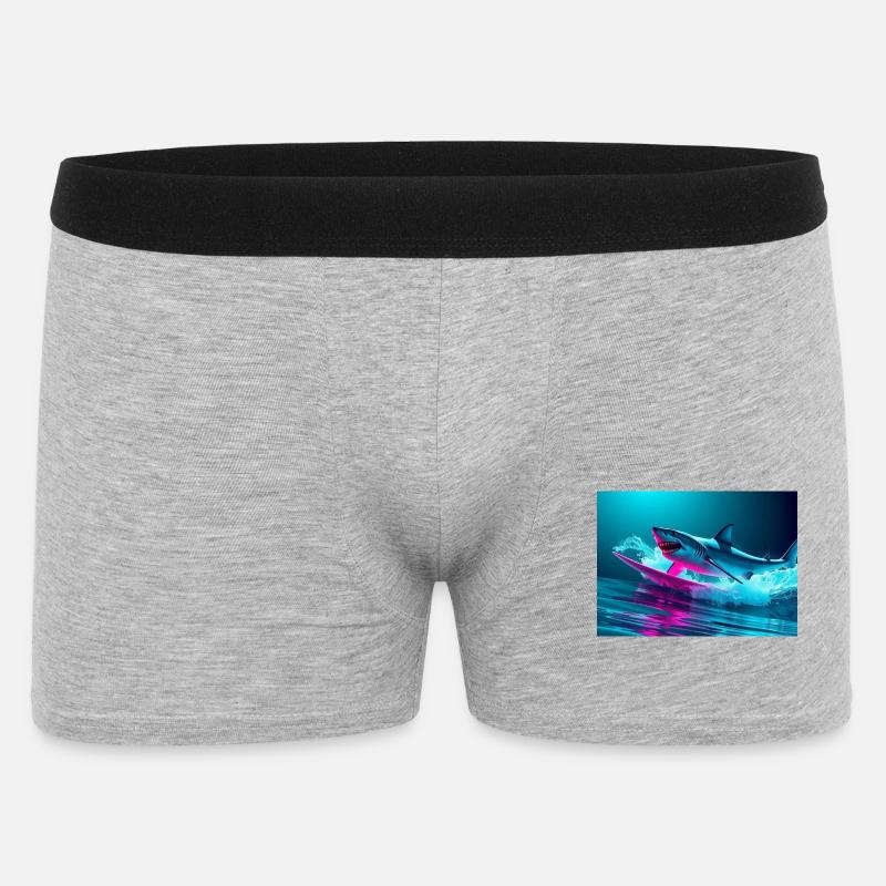 Neon Shark Sprinter Design - Männer Boxer Shorts - Grau meliert