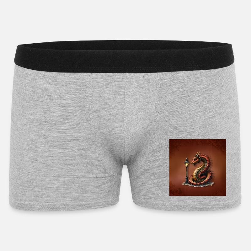 Steampunk-Drache mit Laternenpfahl - Männer Boxer Shorts - Grau meliert