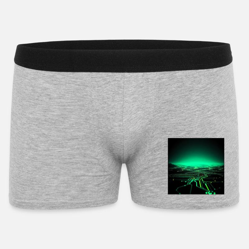 Neon Tech Stadtsilhouette - Männer Boxer Shorts - Grau meliert