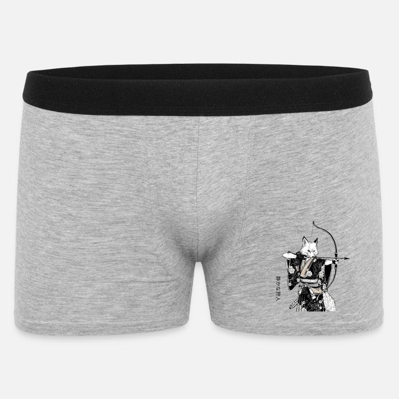 Samurai Fuchs mit Bogen – Ukiyo-e Japan Art - Männer Boxer Shorts - Grau meliert