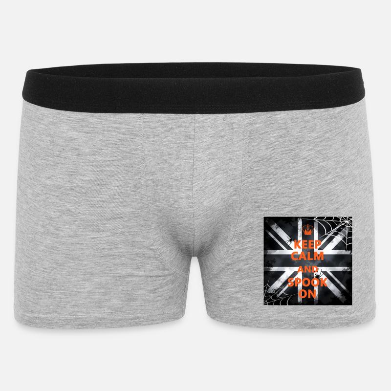 Keep Calm Spook On - Männer Boxer Shorts - Grau meliert