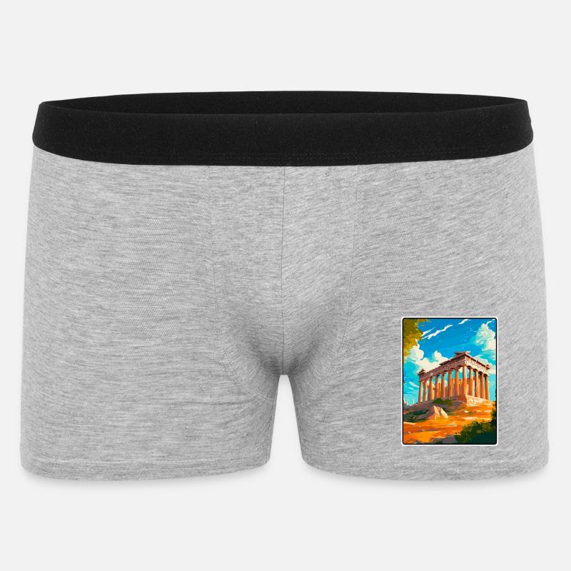 Antiker griechischer Tempel Illustration - Männer Boxer Shorts - Grau meliert