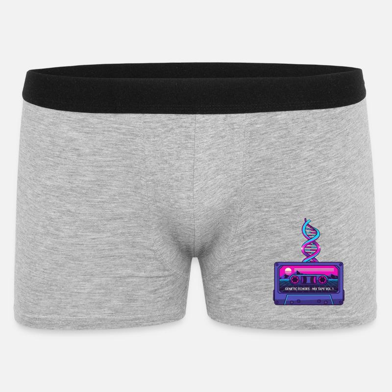 Neon Retro Kassette DNA Kunst - Männer Boxer Shorts - Grau meliert