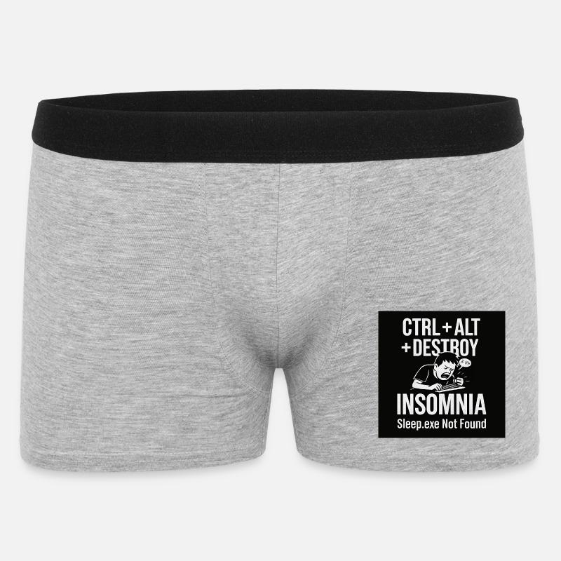 Insomnia Meme Grafik T-Shirt - Männer Boxer Shorts - Grau meliert