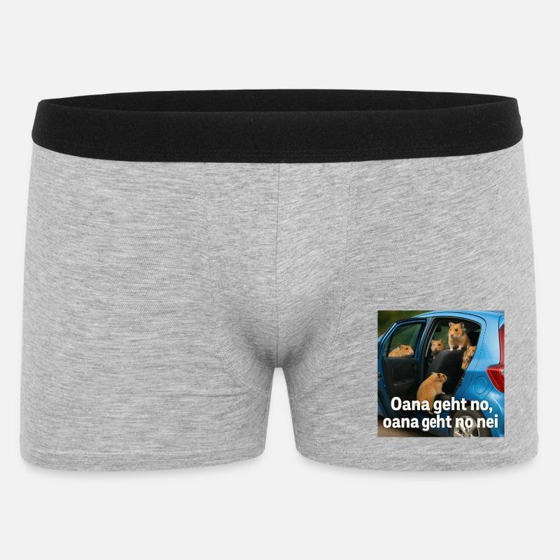 Hamsterabenteuer_im_blauen_Auto - Männer Boxer Shorts - Grau meliert
