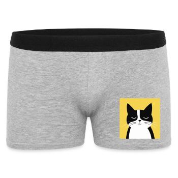 Minimalistische schwarz-weiße Katze - Männer Boxer Shorts - Grau meliert - Vorne