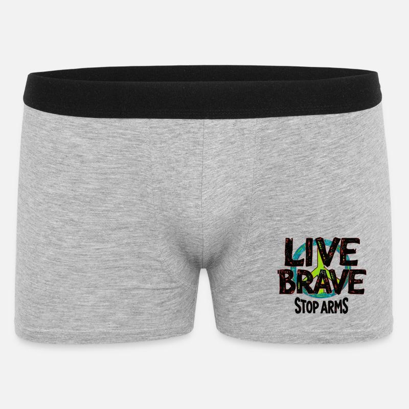 LIVE BRAVE – STOP ARMS contro guerra e violenza - Boxer da uomo - grigio melange