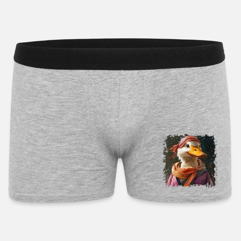 Anthropomorphe Ente mit buntem Schal - Männer Boxer Shorts - Grau meliert