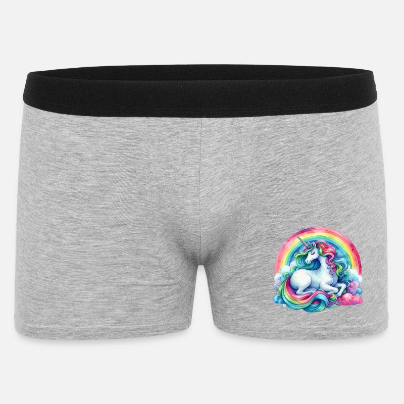 Regenbogen Traum Einhorn - Männer Boxer Shorts - Grau meliert