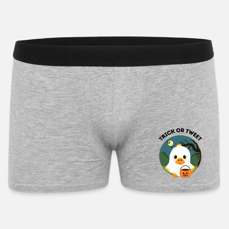 Trick oder Tweet – Süße Halloween Ente - Männer Boxer Shorts - Grau meliert