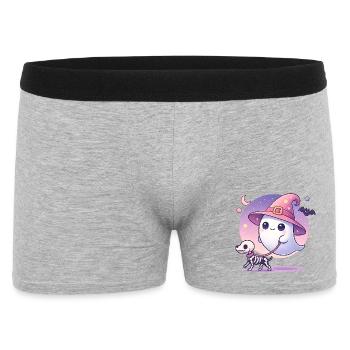 Pink Witch Ghost with Skeleton Dog – Halloween - Men's Boxer Shorts - heather grey - Front