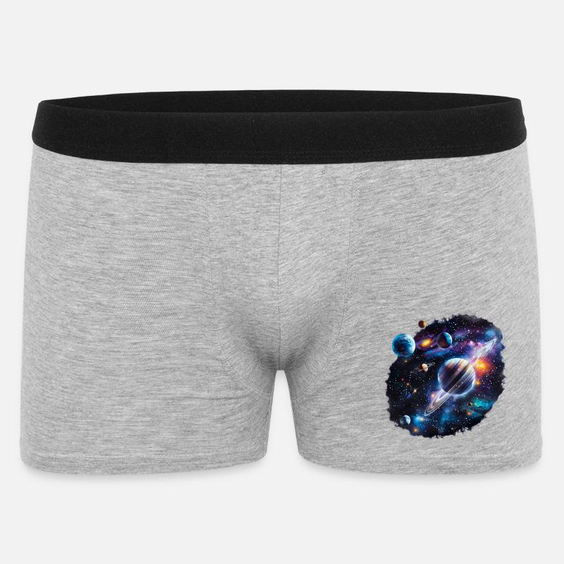 Galactic Planetary System Pattern - Men's Boxer Shorts - heather grey