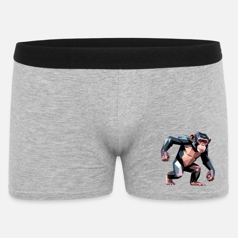 Monkey - Cooles Low-Poly-Logo - Männer Boxer Shorts - Grau meliert