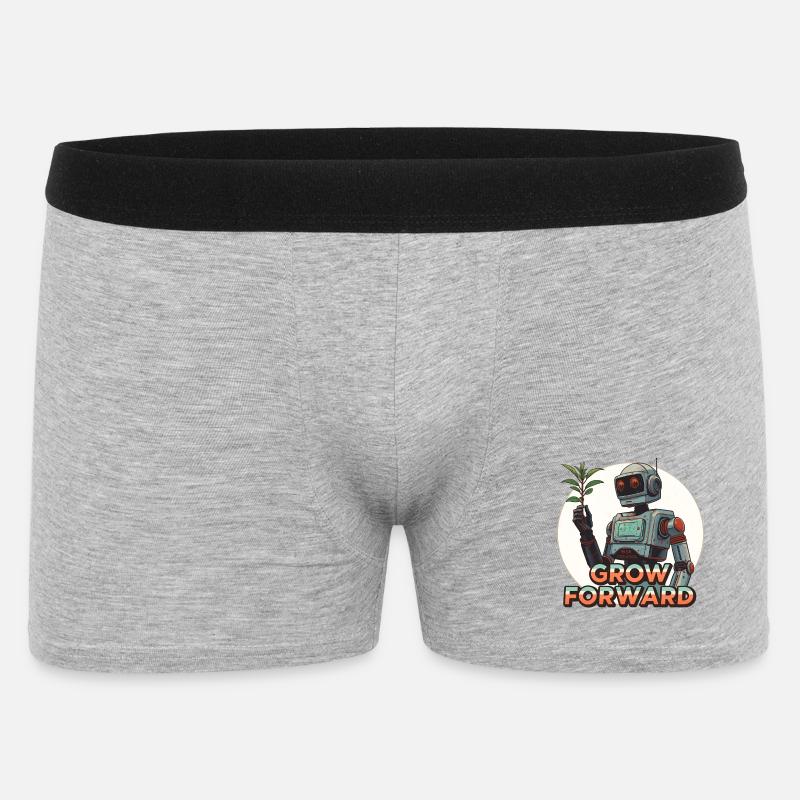 Grow Forward – Retro Sci-Fi Robot - Männer Boxer Shorts - Grau meliert