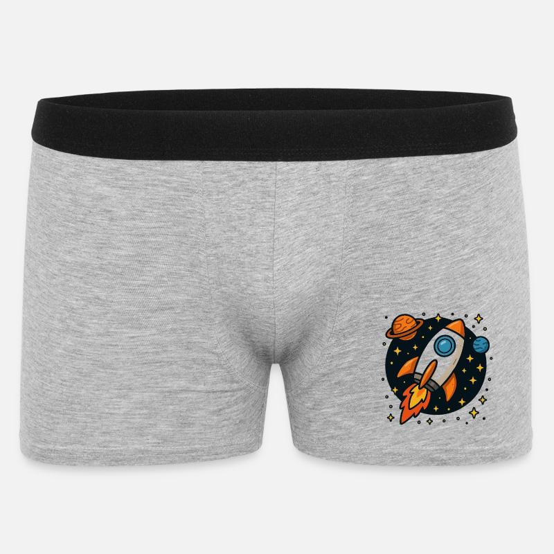 Fusée spatiale rétro en orbite stellaire - Boxer Homme - gris chiné