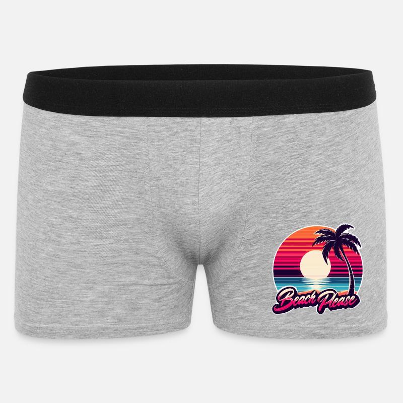 Strand Sunset Beach Bitte - Männer Boxer Shorts - Grau meliert