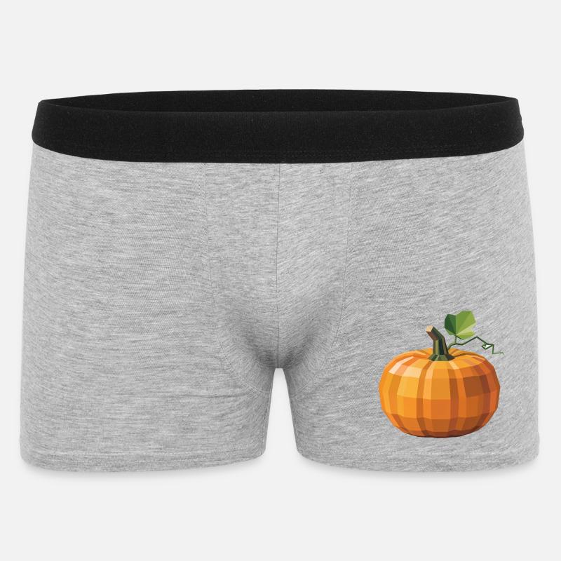 Kürbis - Cooles Low Poly Logo - Männer Boxer Shorts - Grau meliert