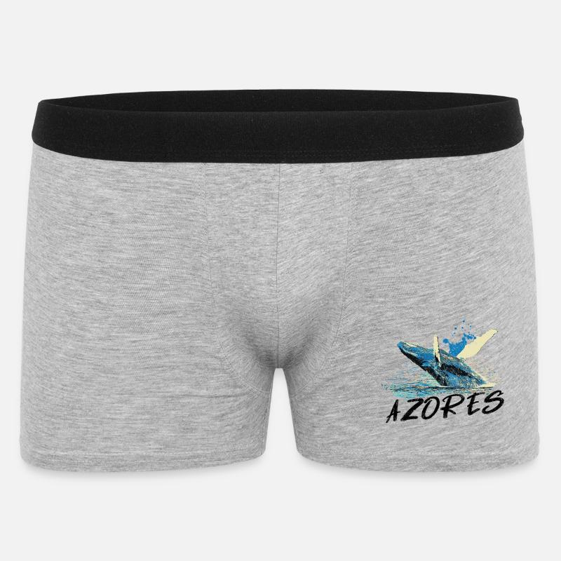 Blaue abstrakte Welle mit Buckelwal - Männer Boxer Shorts - Grau meliert