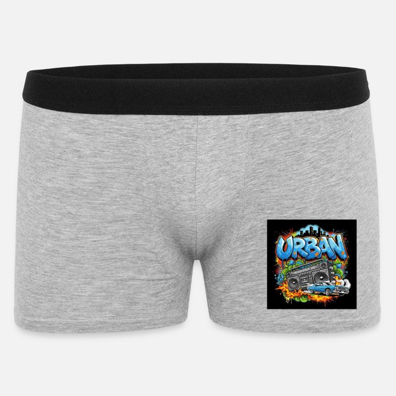 Urbanes Graffiti mit Ghettoblaster und Auto - Männer Boxer Shorts - Grau meliert