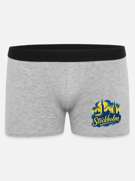 Stockholm gelb blau Hauptstadt Schweden Geschenk - Männer Boxer Shorts - Grau meliert