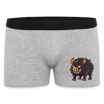 Wildschwein Schwein Halloween Lustig - Männer Boxer Shorts - Grau meliert - Vorne