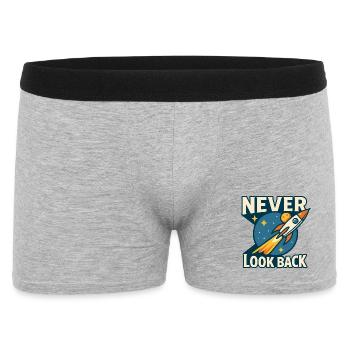 Never Look Back Rocket Motif Retro Space - Men's Boxer Shorts - heather grey - Front