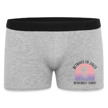 Im Ruhestand im Jahr 2025, Humor Urlaub und Freiheit - Männer Boxer Shorts - Grau meliert - Vorne