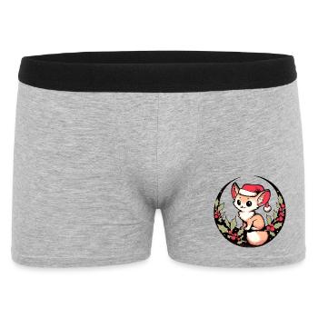 Renard Kawaii en Cercle De Houx Chapeau de Père Noël - Boxer Homme - gris chiné - Devant