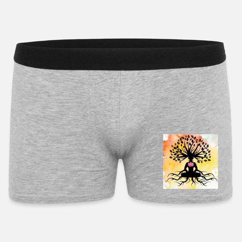 Lotus Buddha Baum des Lebens - Männer Boxer Shorts - Grau meliert
