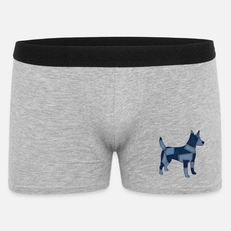 Chien en patchwork en denim - Boxer Homme - gris chiné