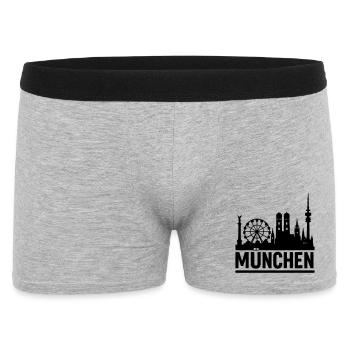 München Munich Silhouette Skyline - Männer Boxer Shorts - Grau meliert - Vorne