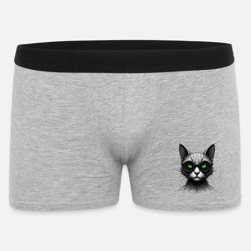 Green Eyes Computer Coder Geek Cat - Men's Boxer Shorts - heather grey