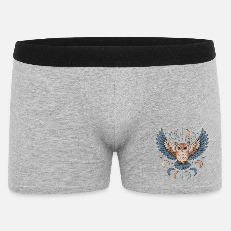 Boho Eule - Männer Boxer Shorts - Grau meliert