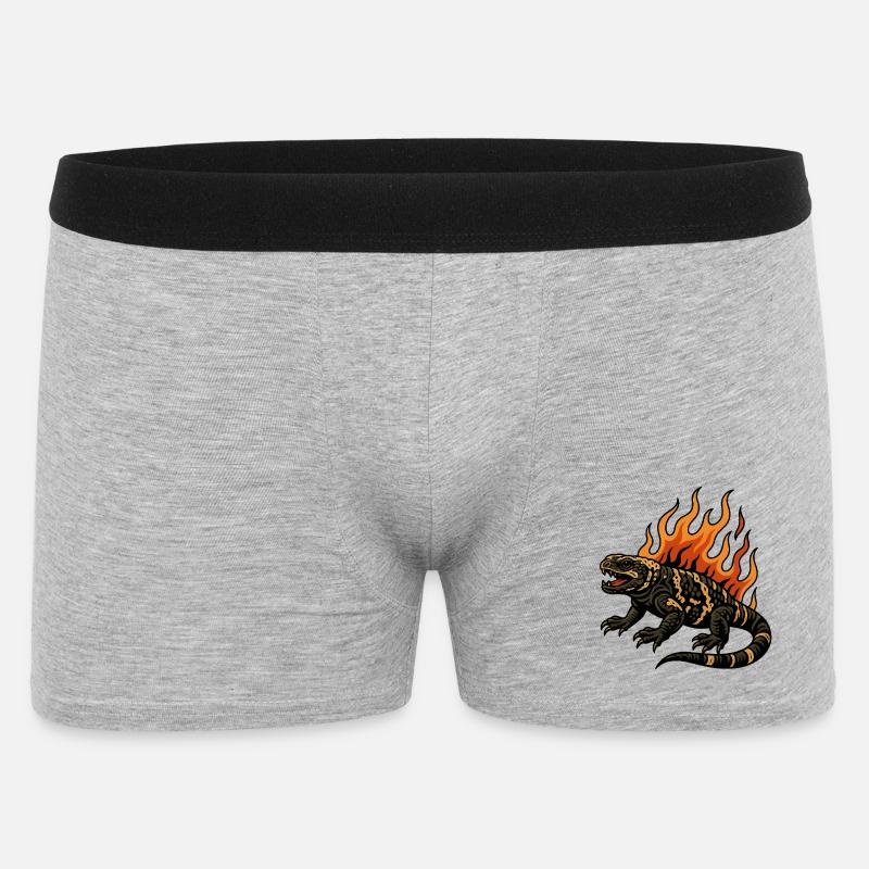 Flammen Gila-Krustenechse - Männer Boxer Shorts - Grau meliert