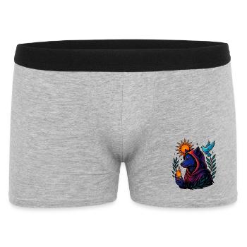 Flamme des Geistes – Kosmische Wolfskunst - Männer Boxer Shorts - Grau meliert - Vorne
