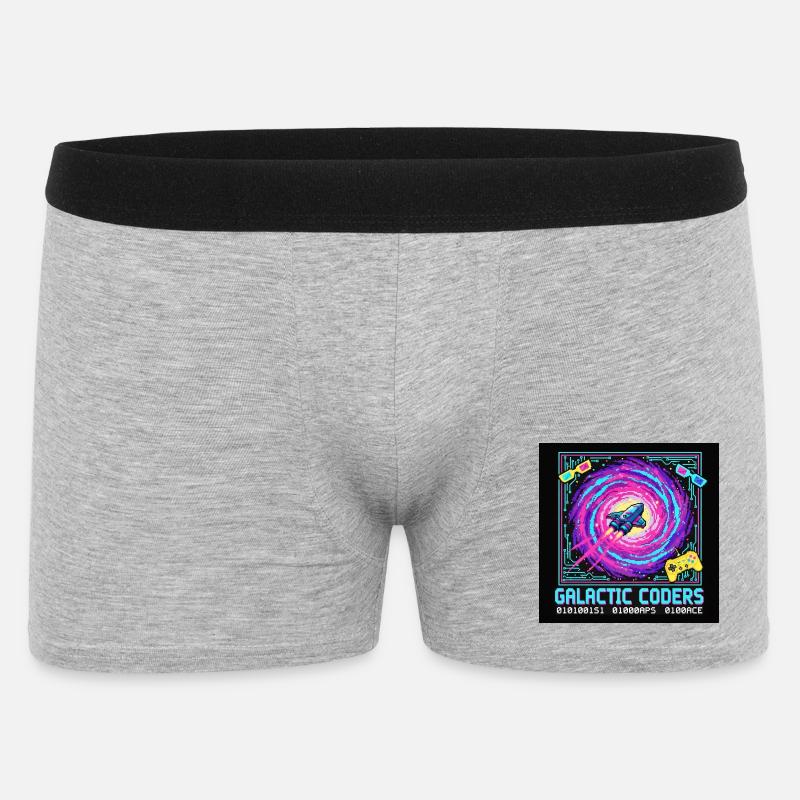Galaktische Coders Neon Pixel - Männer Boxer Shorts - Grau meliert